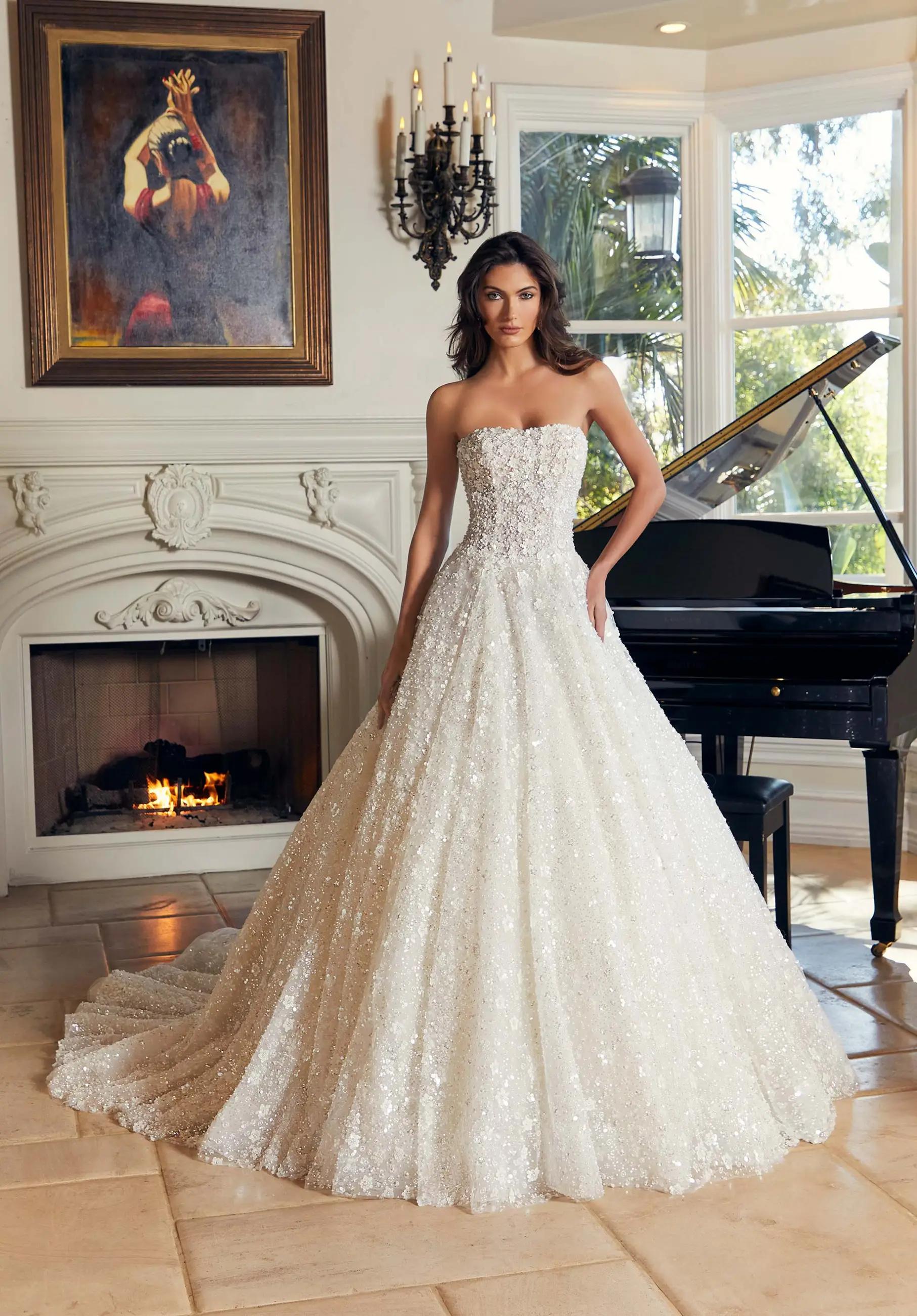 Model wearing a Morilee wedding dress