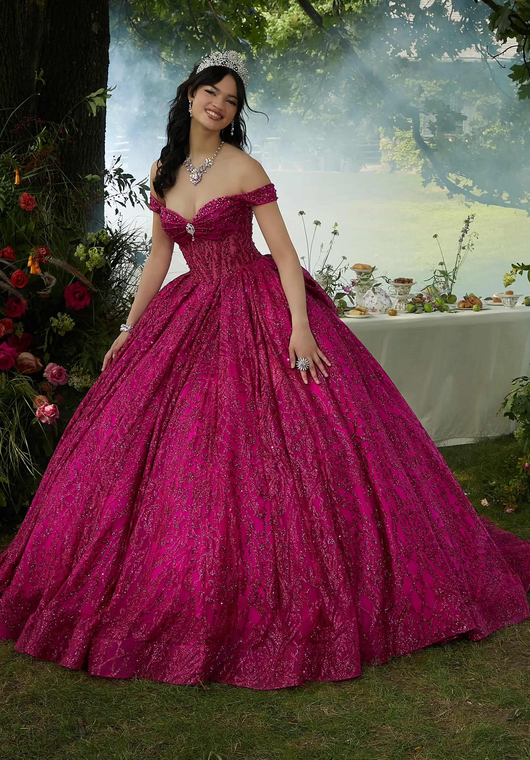 Model wearing a Morilee quinceanera dress