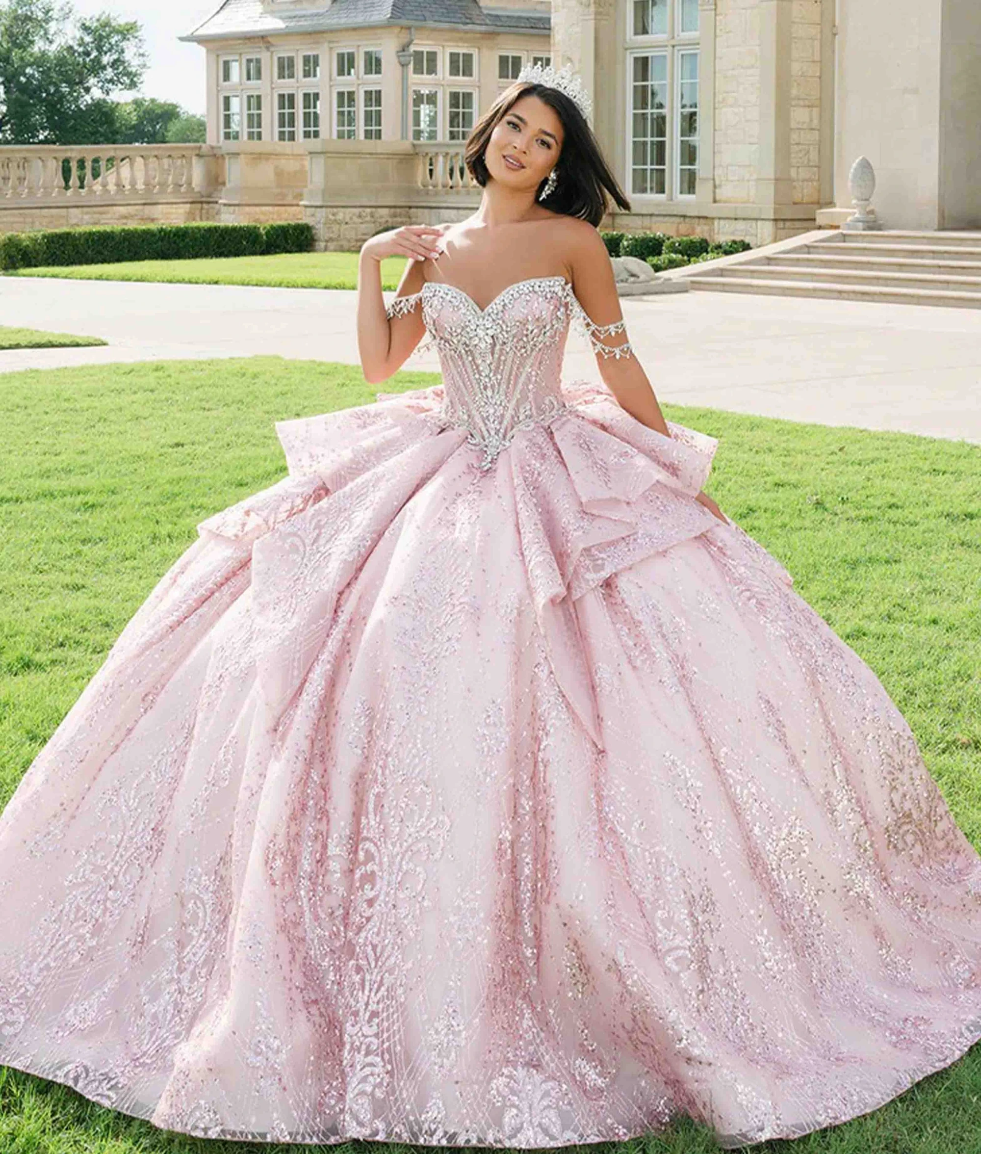 Model wearing aa Amabella quinceanera dress