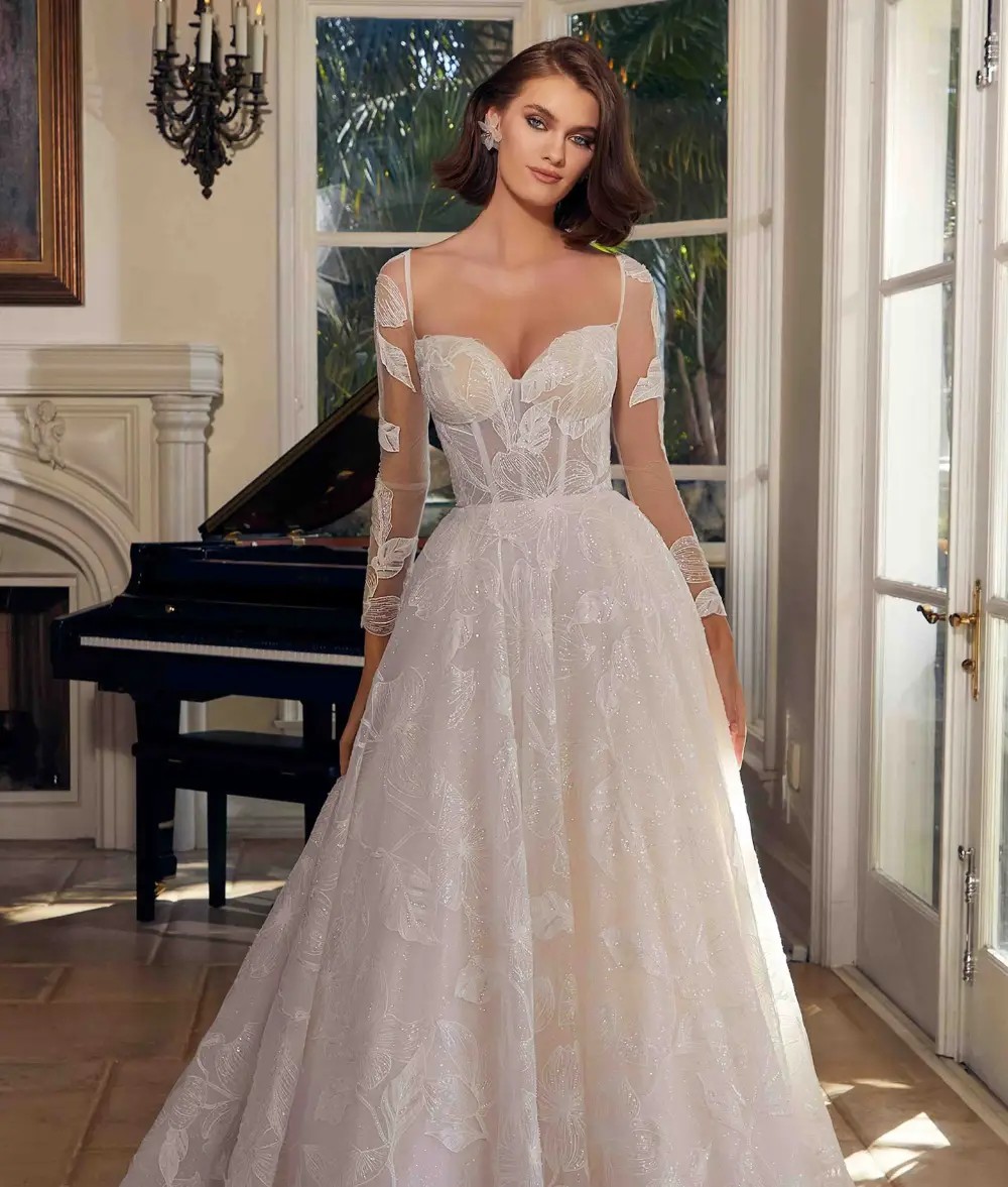 Model wearing a Morilee wedding dress