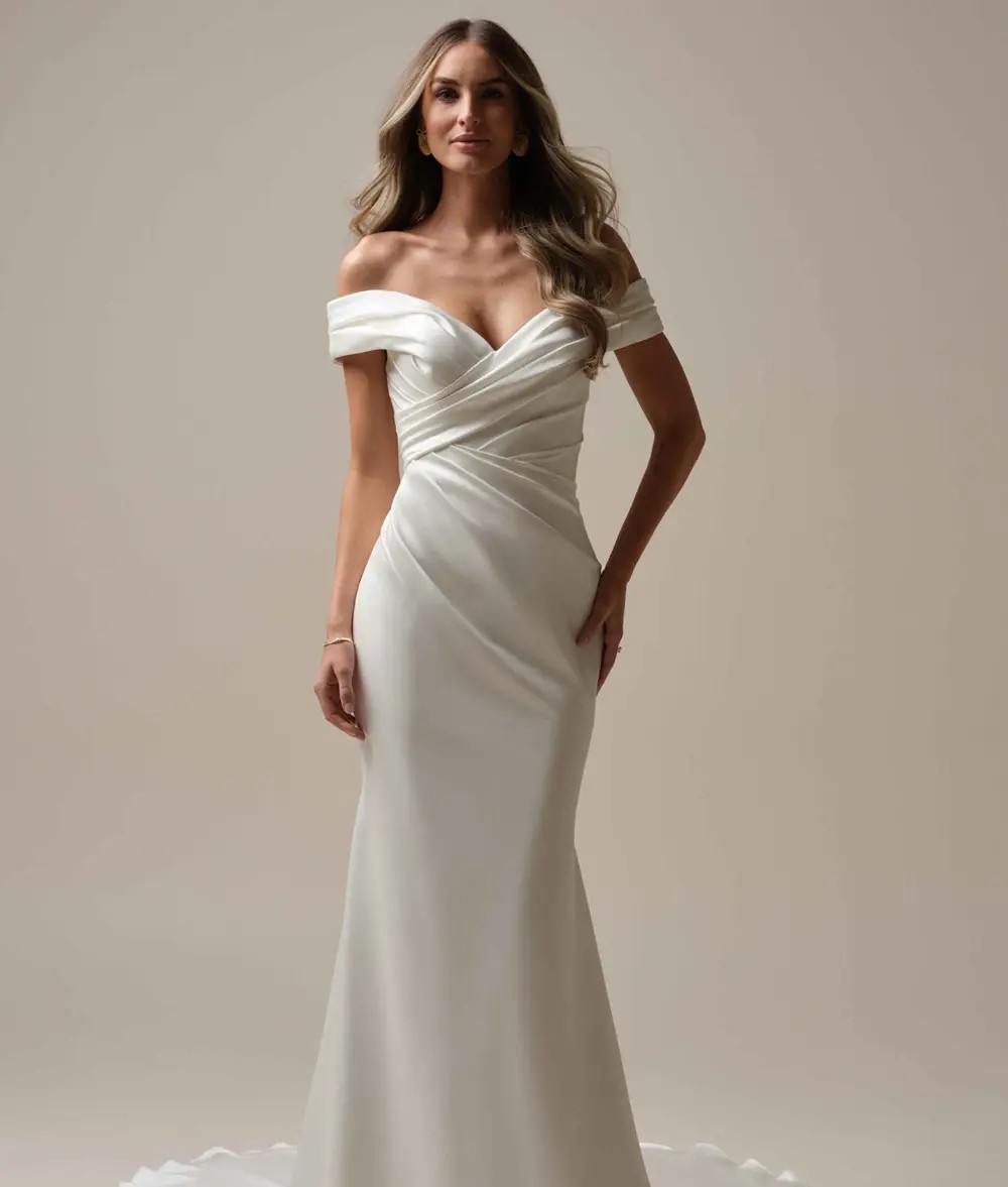 Model wearing a Rebecca Ingram wedding dress