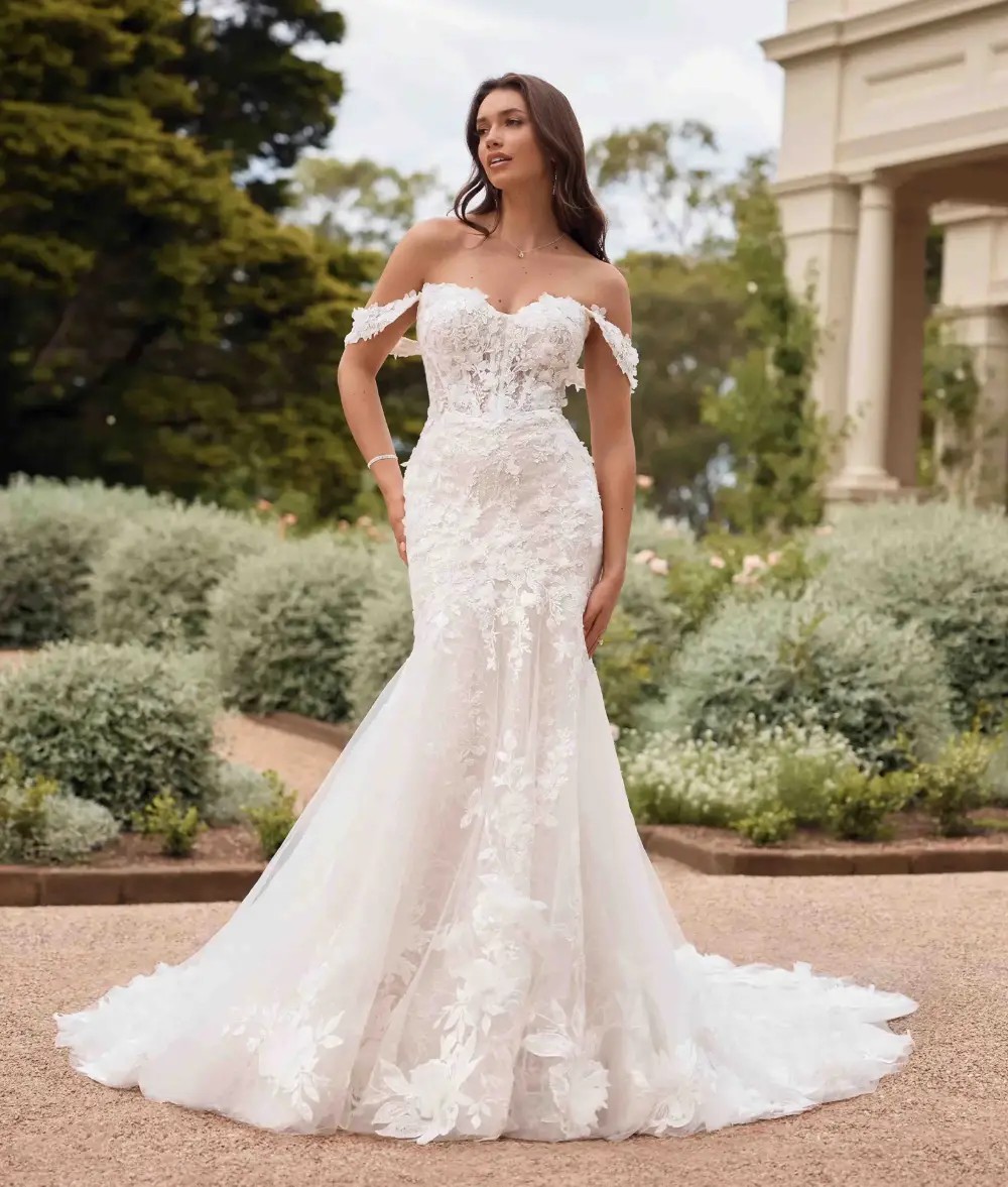 Model wearing a Sophia Tolli wedding dress