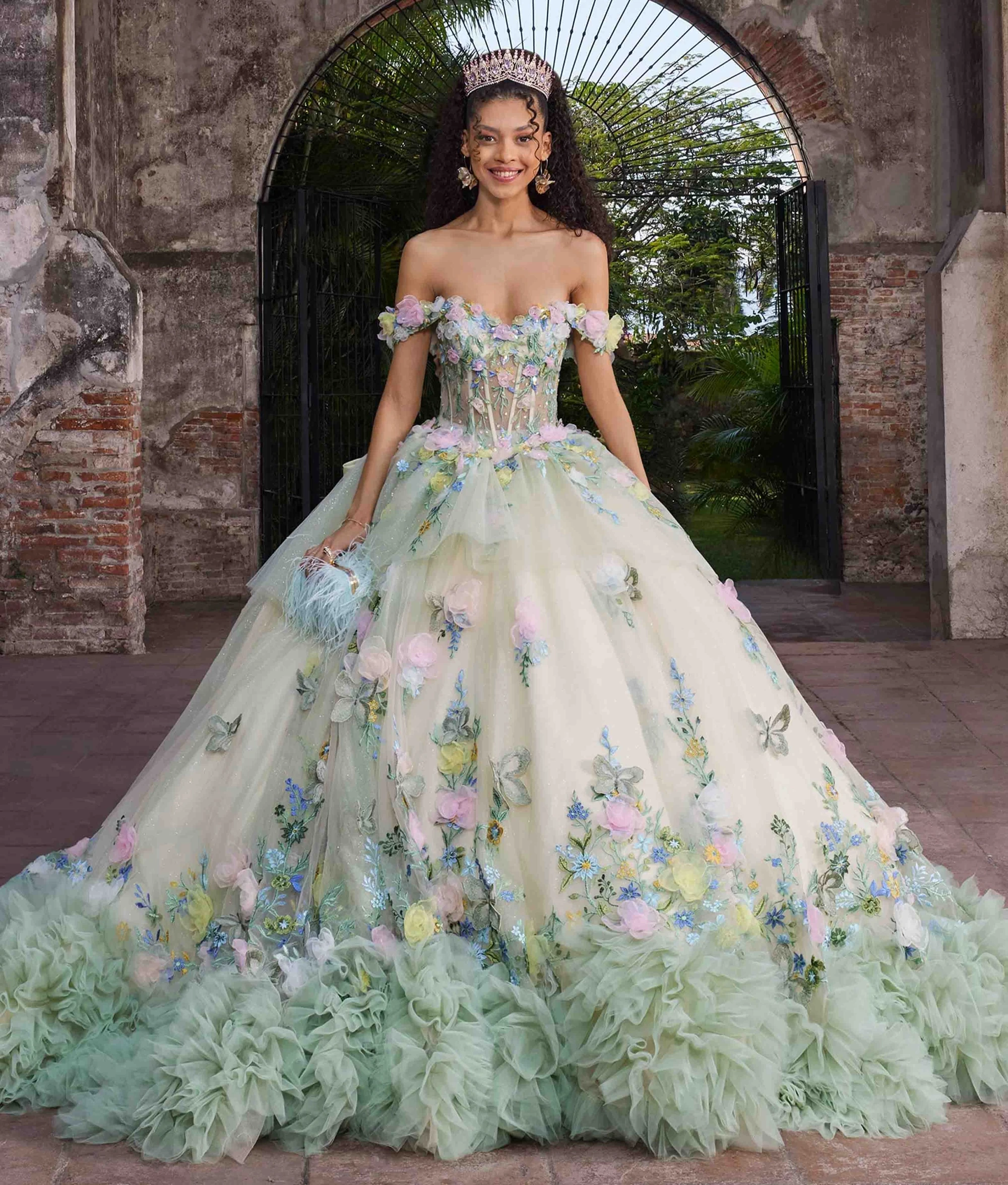 Model wearing a Morilee quinceanera dress