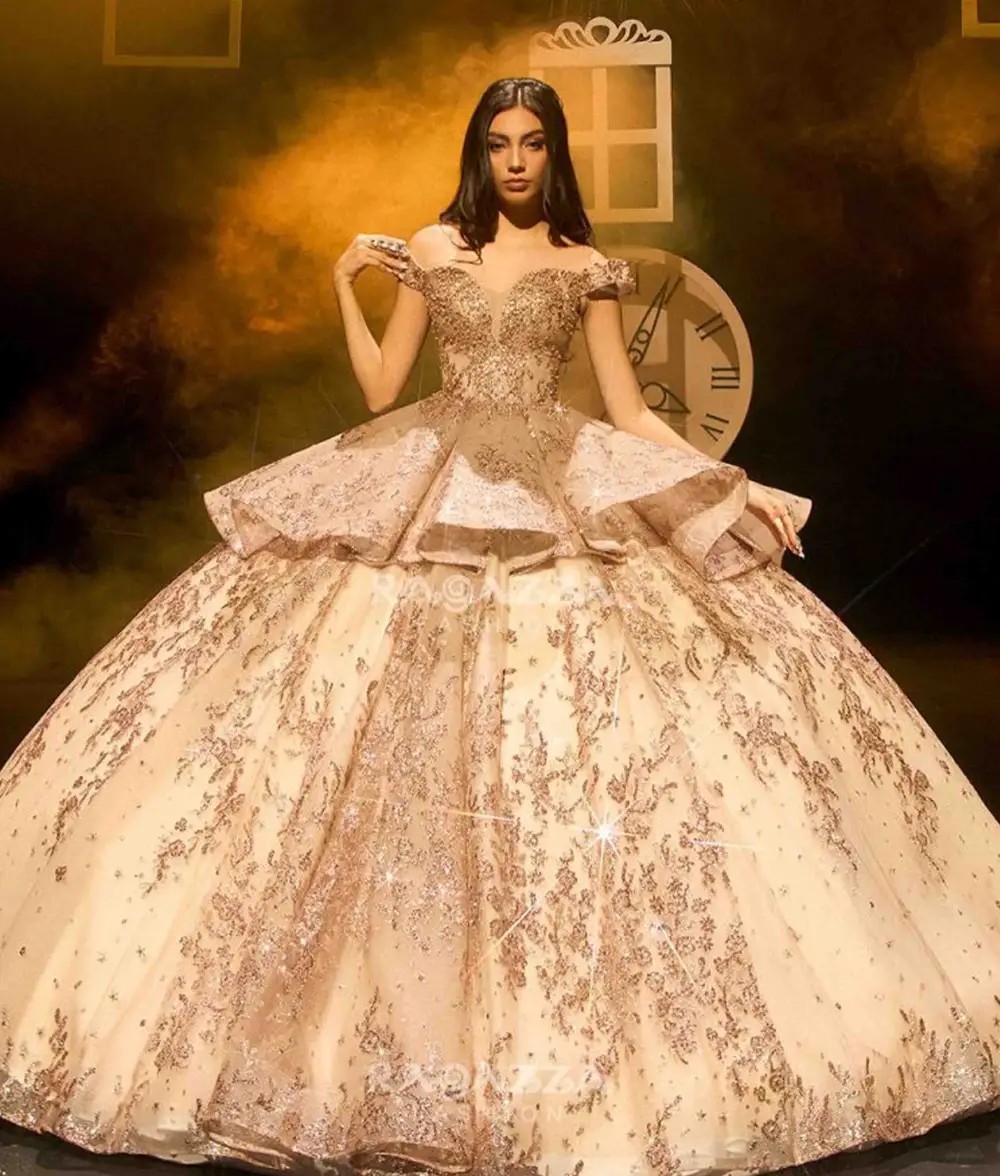 Model wearing a Ragazza quinceanera dress
